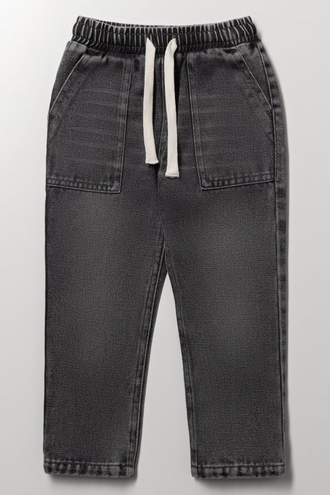 Grey Relaxed Fit Pull-On Jeans