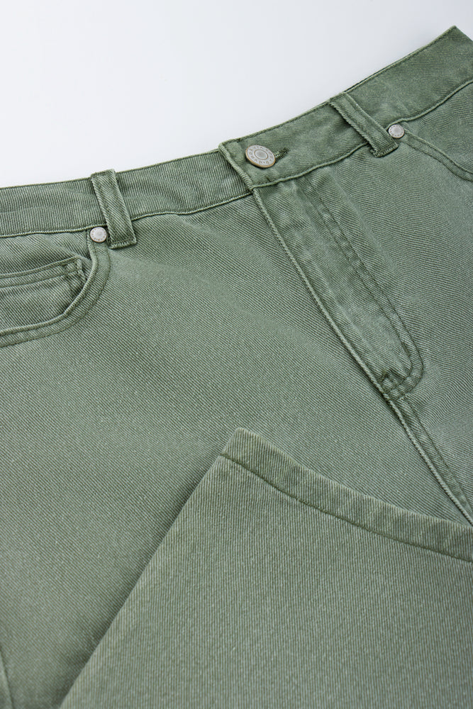Olive Green Denim Jorts (1)