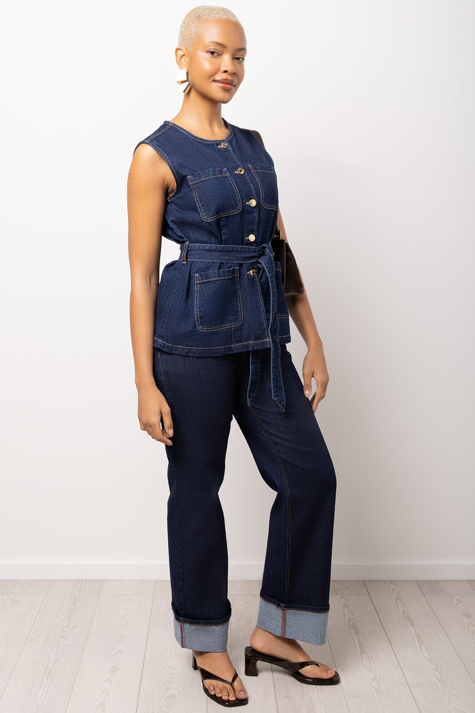 Dark Blue Denim Waistcoat (1)
