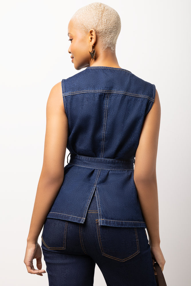 Dark Blue Denim Waistcoat (2)