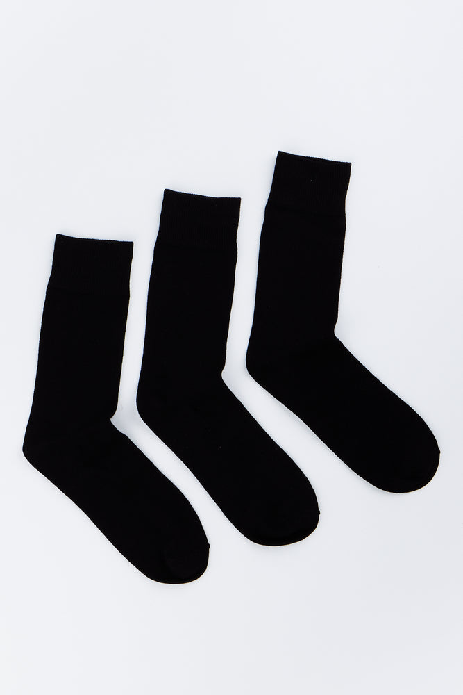 3 Pack Plain Black Socks