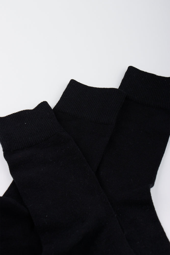 3 Pack Plain Black Socks (1)