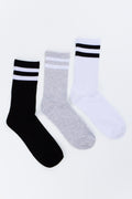 3 Pack Striped Crew Socks