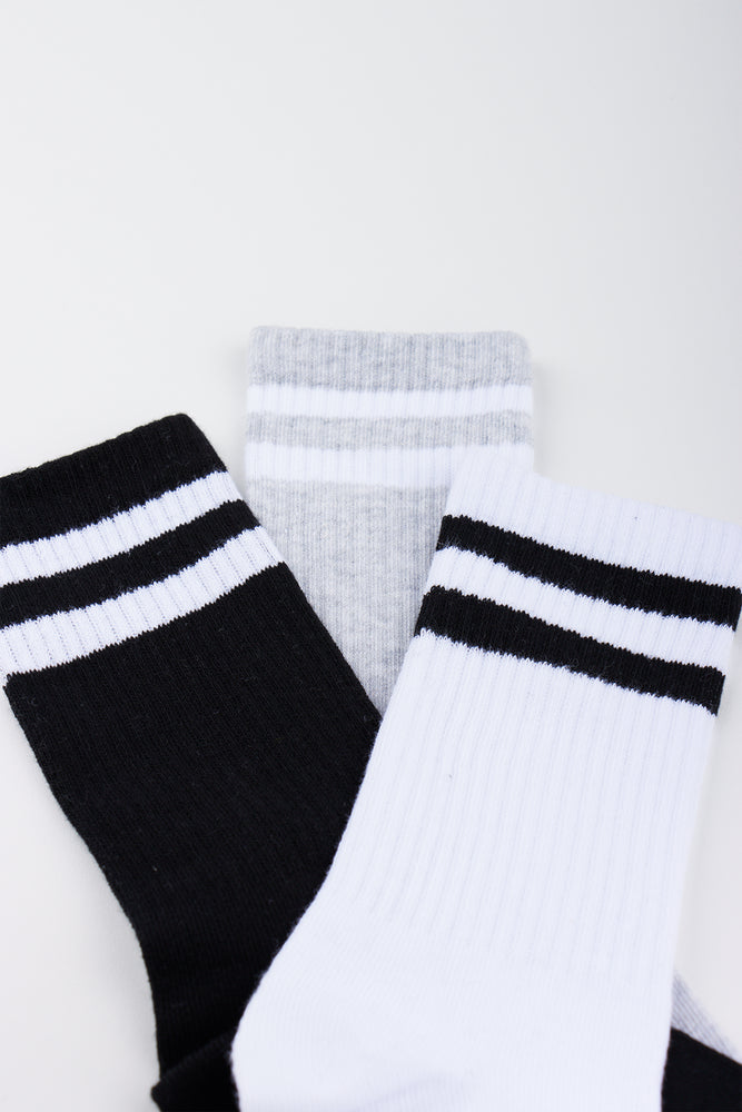 3 Pack Striped Crew Socks (1)