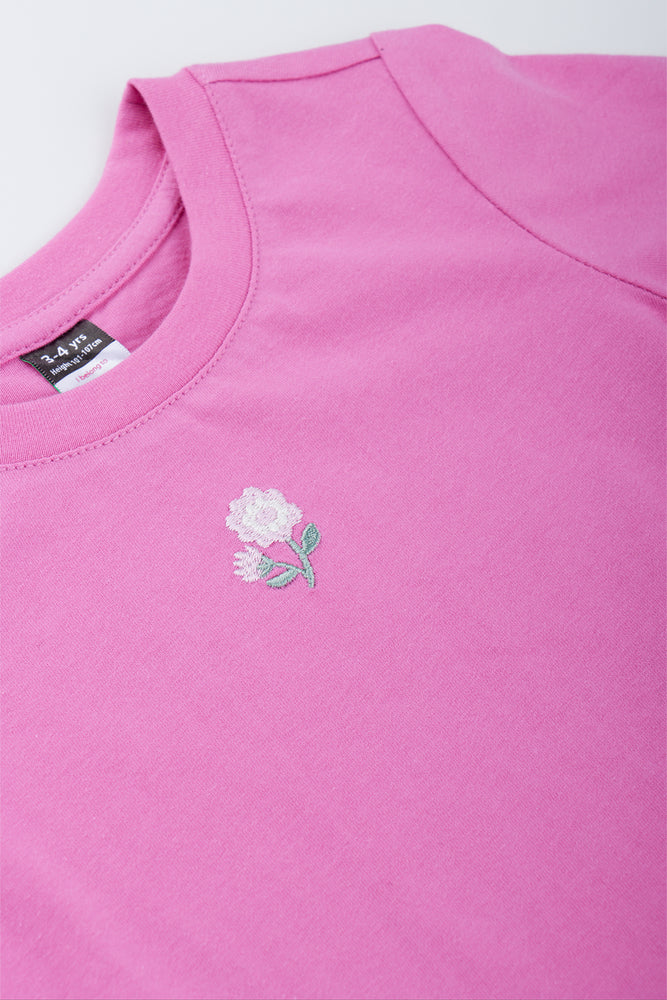 Pink Embroidered Flower T-Shirt (1)