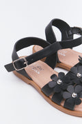 Black Floral Strappy Sandals (3)