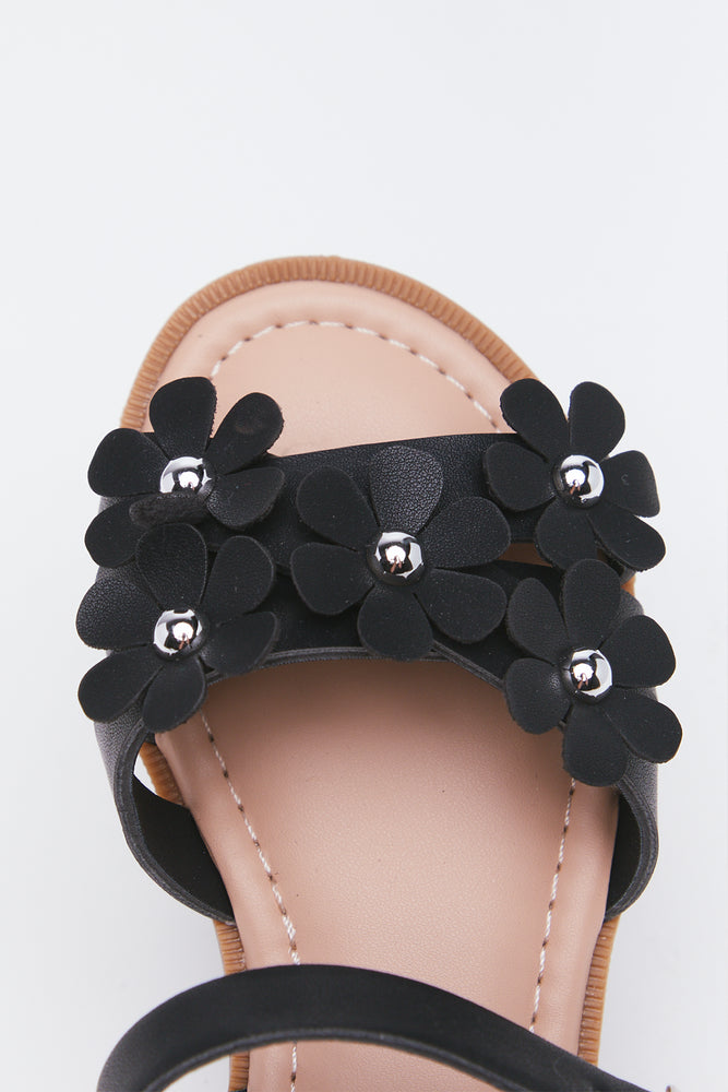 Black Floral Strappy Sandals (4)
