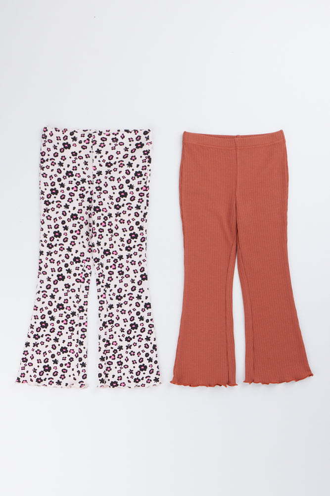 2 Pack Ribbed Flare Pants