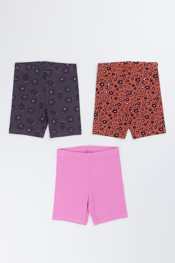 3 Pack Animal Print Shorts