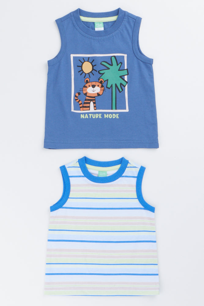 2 Pack Blue & Stripe Vests