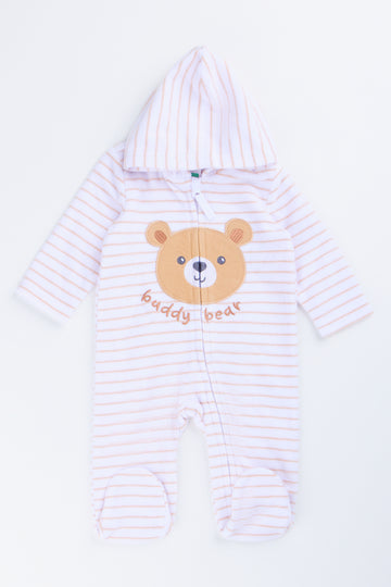 White Stripe Buddy Bear Jumpsuit