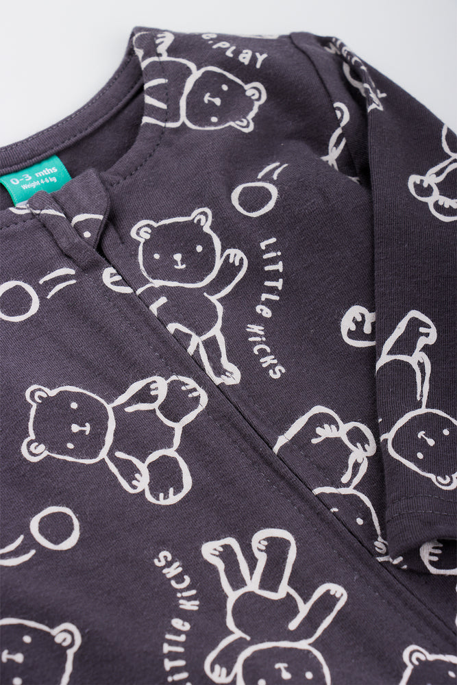 Grey Bear Print Sleepsuit (1)