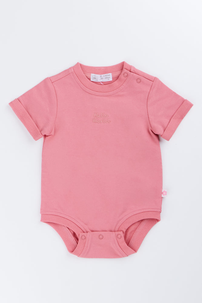 Pink Hello World Romper