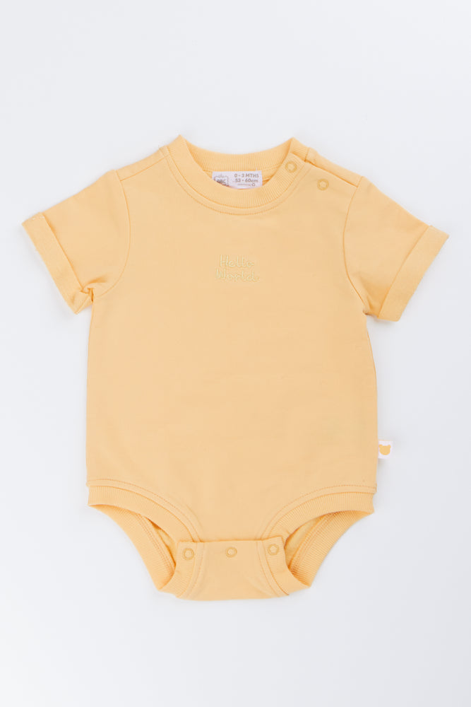 Baby Hello World Yellow Romper