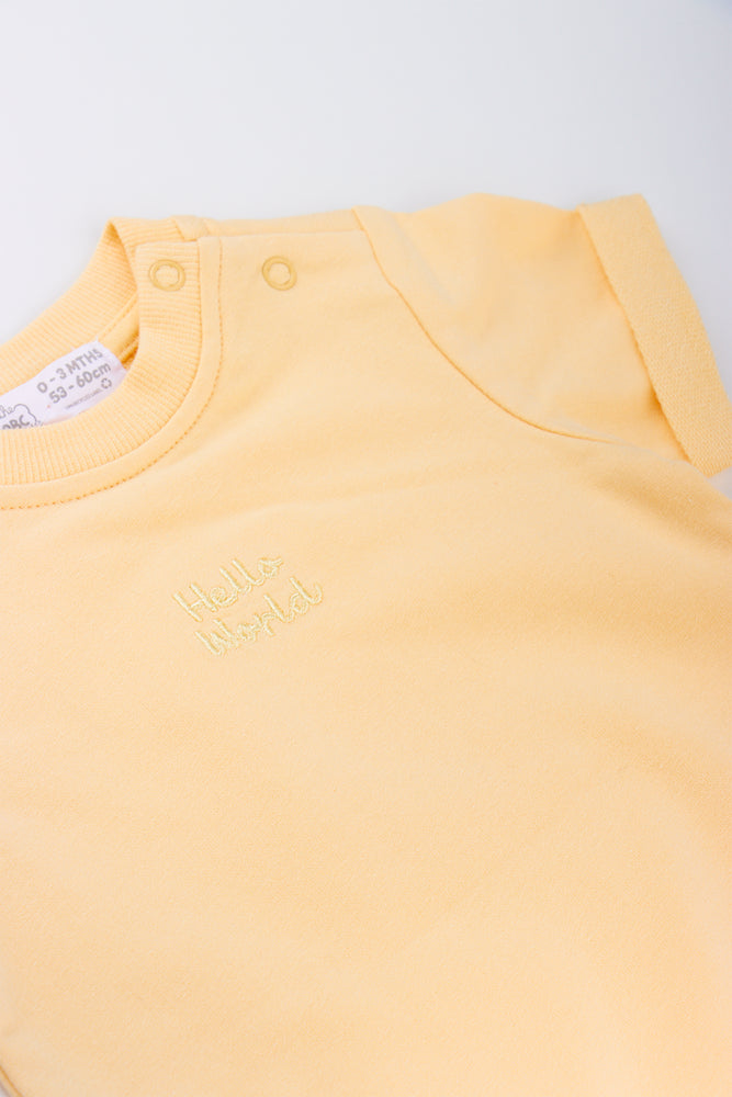 Baby Hello World Yellow Romper (1)