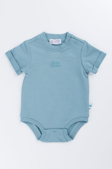 Hello World Baby Romper Blue