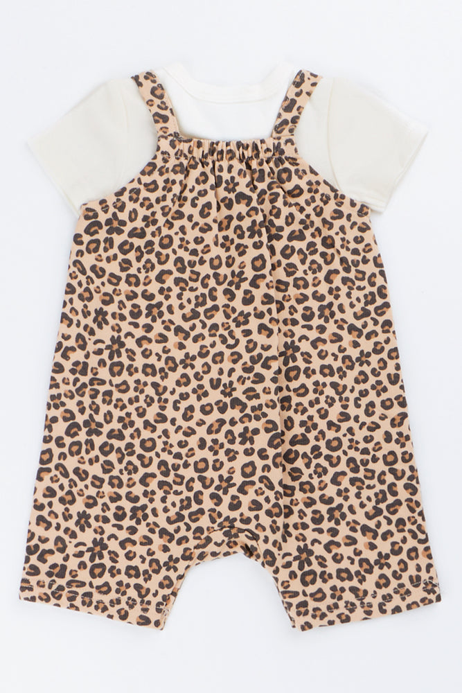 White Leopard Print Dungaree Set (2)