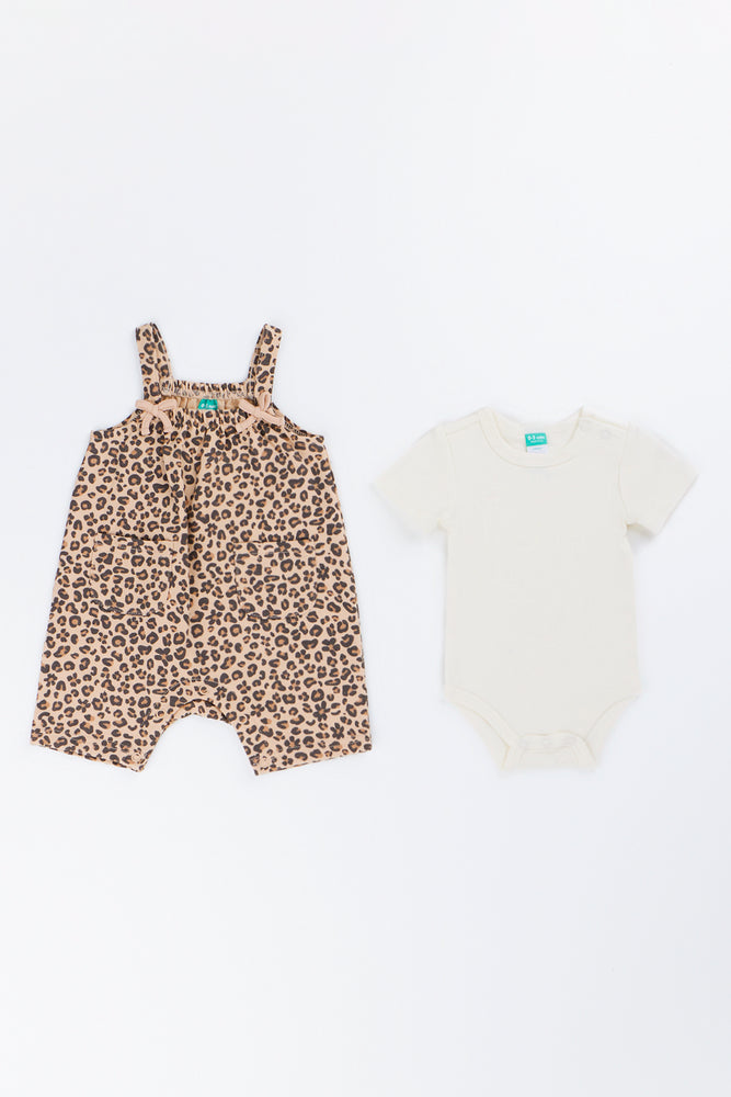 White Leopard Print Dungaree Set (3)