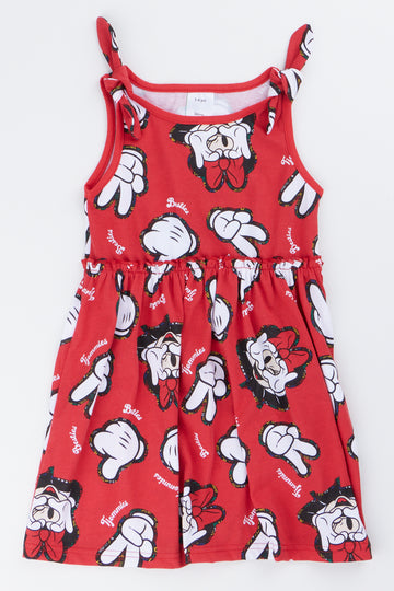 Red Minnie Mouse Print Dress
