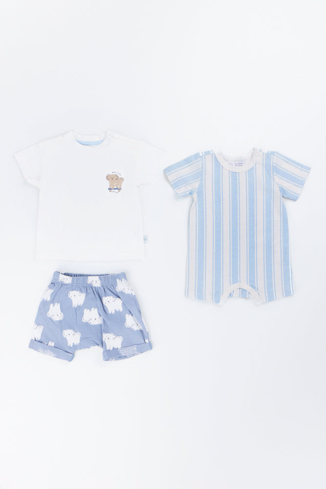 Blue 3 Piece Puppy Print Set