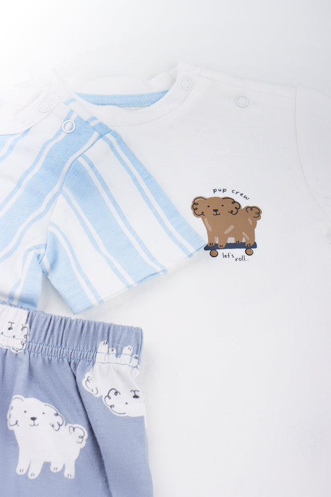 Blue 3 Piece Puppy Print Set (1)