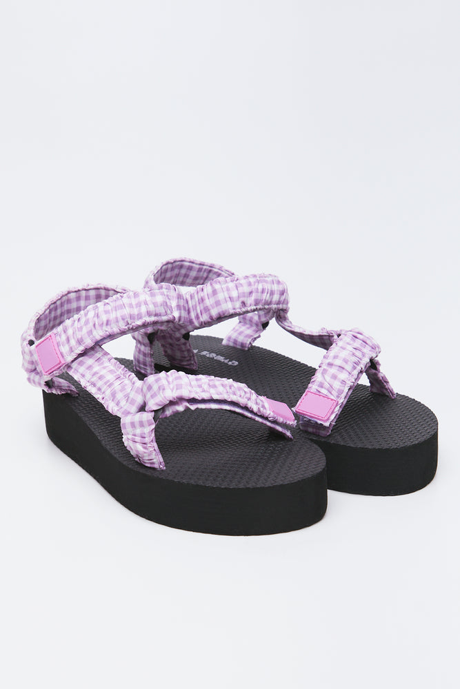 Lilac Ruched Platform Sport Sandals