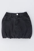 Black Denim Bubble Mini Skirt