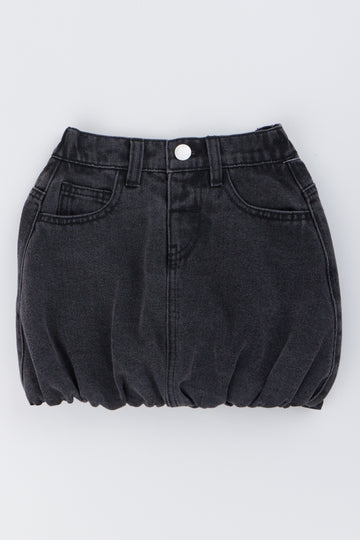 Black Denim Bubble Mini Skirt