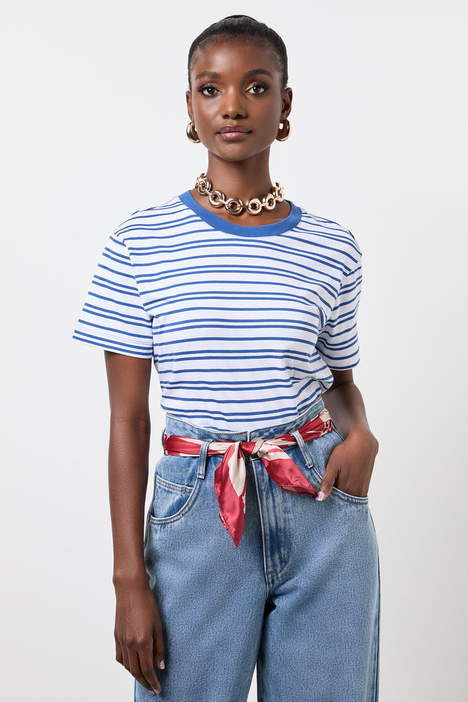 Blue Striped Regular Crewneck T-Shirt