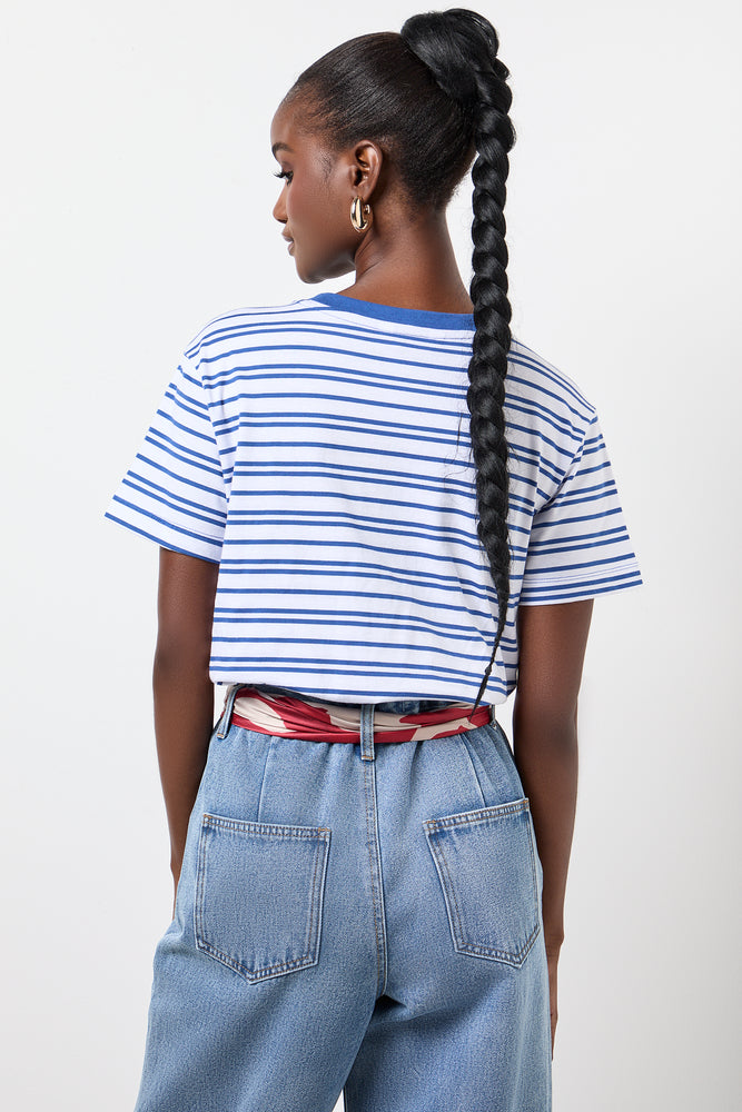 Blue Striped Regular Crewneck T-Shirt (2)