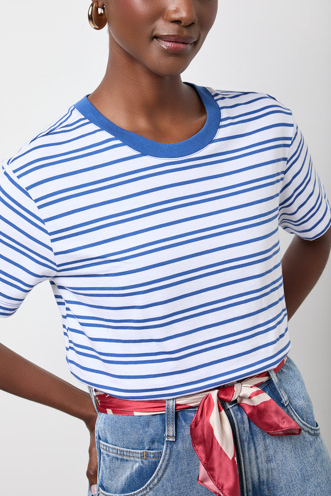 Blue Striped Regular Crewneck T-Shirt (3)