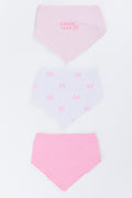 3 Pack Pink Bow Bandana Bibs