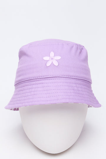 Lilac Flower Embroidered Bucket Hat