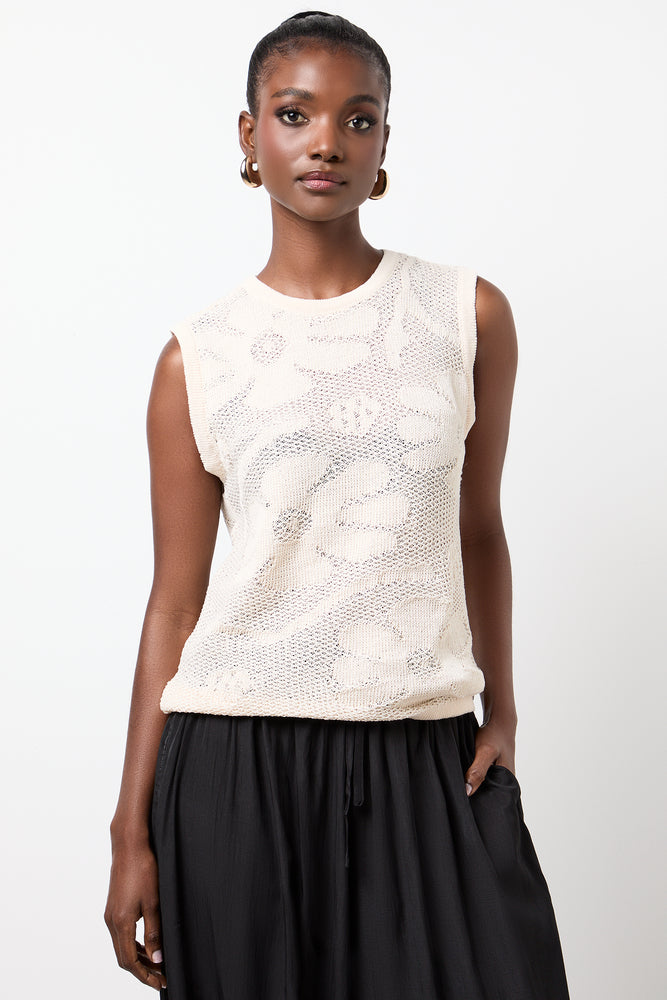 Stone Sleeveless Crochet Knit Top