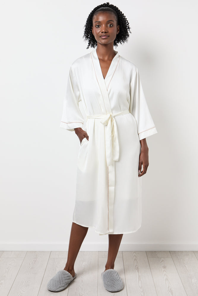 White Satin Kimono Robe