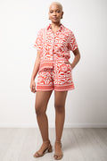 Red Floral Print Short
