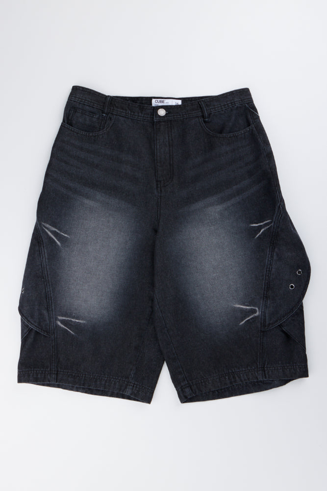 Charcoal Denim Cargo Jorts