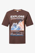 Brown Printed Explore T-Shirt