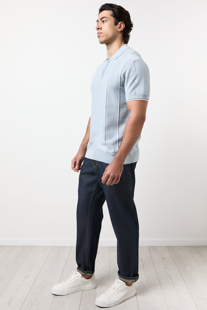 Light Blue Textured Zip Golfer (1)
