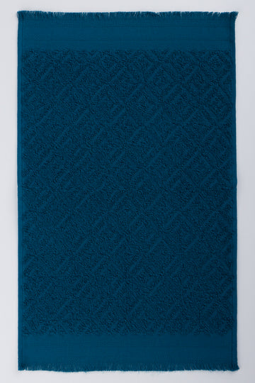 Blue Textured Fringe Guest Towel