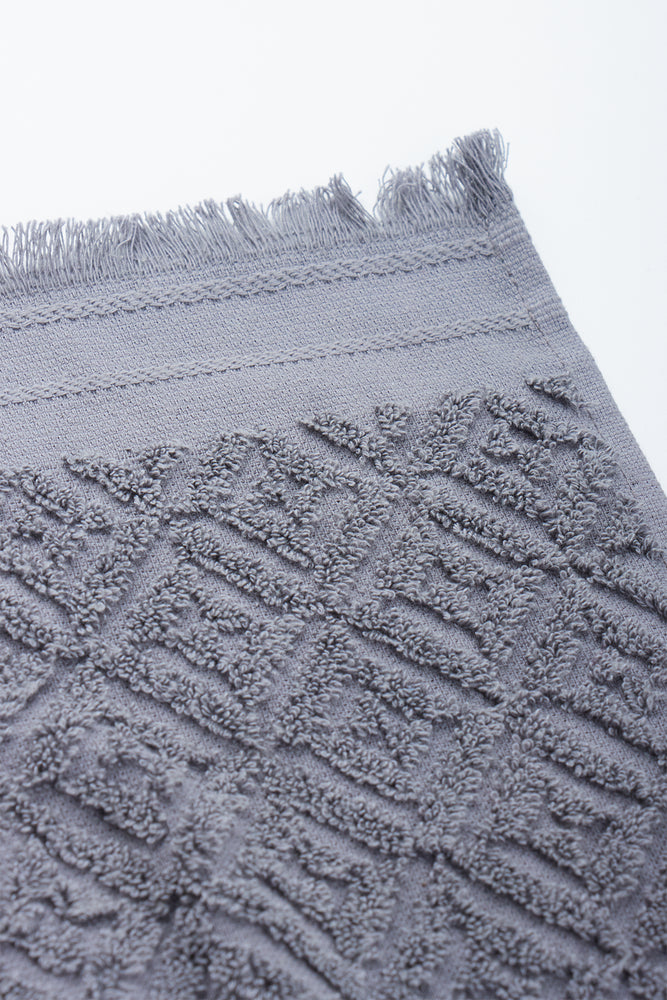 Grey Textured Fringe Guest Towel (1)