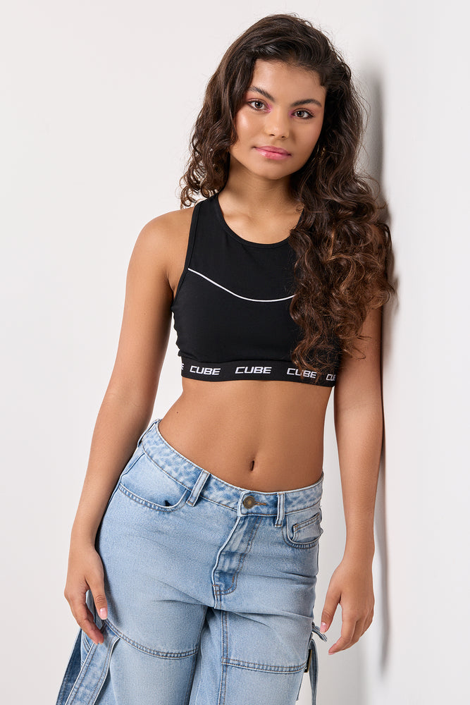 Black Piping Detail Bralette