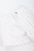 White Floral Pleated Denim Shorts (1)