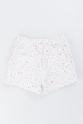 White Floral Pleated Denim Shorts (2)