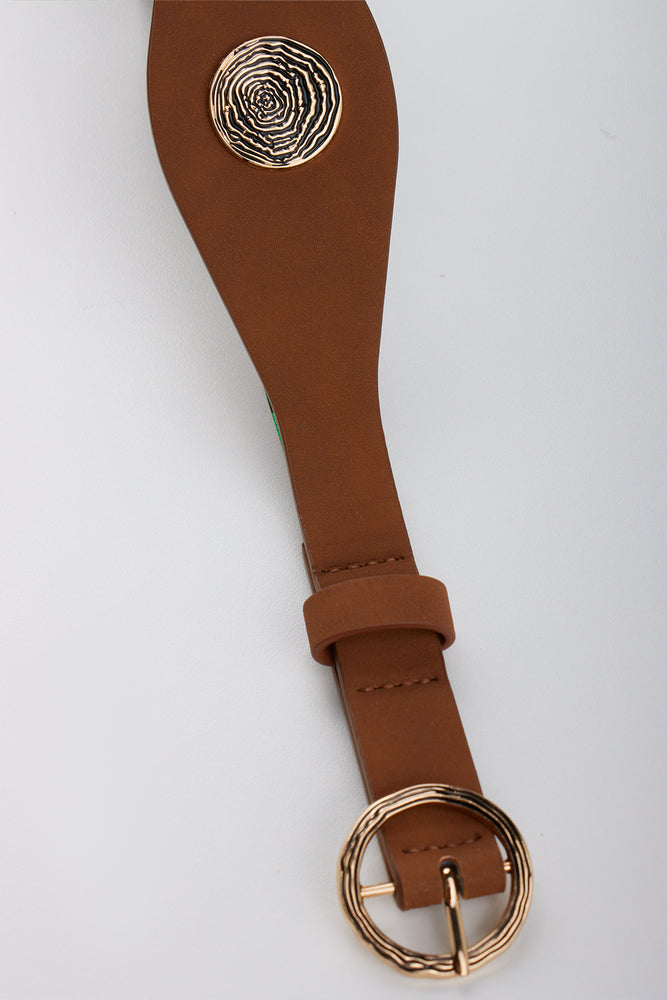Tan Textured Disc Waist Belt (1)