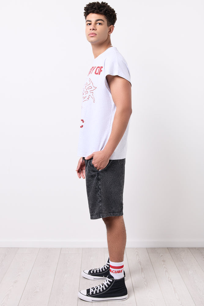 Grey Melange Graphic Sleeveless T-Shirt (1)