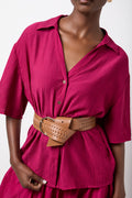 Short Sleeve Crinkle Texture Button Shirt (3)