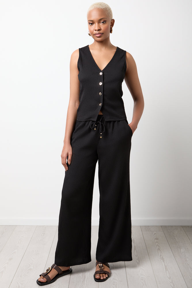 Black Crinkle Knit Pants
