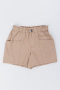 Beige Twill Paperbag Waist Shorts