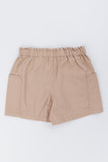 Beige Twill Paperbag Waist Shorts (2)
